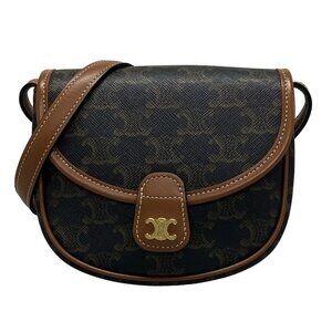 CELINE Mini Buzas/Triomphe Canvas 196702BZJ.04LU Tan (Brown) Calf Skin -